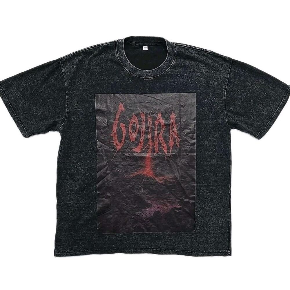 Gojira Band Mens Lightning Strike T-shirt Sz L Acid Black French Heavy Metal